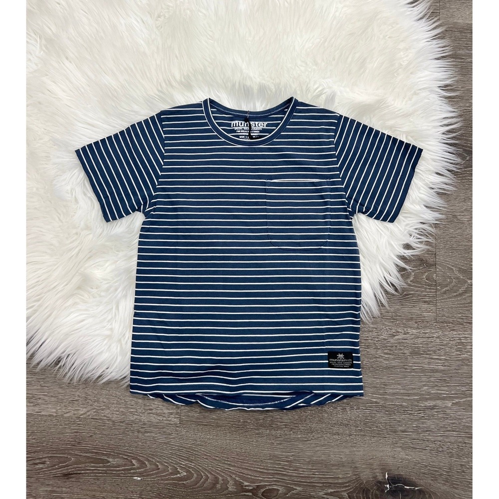 Munster Boys‎ Navy Short Sleeve Striped Tee Size 7 NEW ($40)